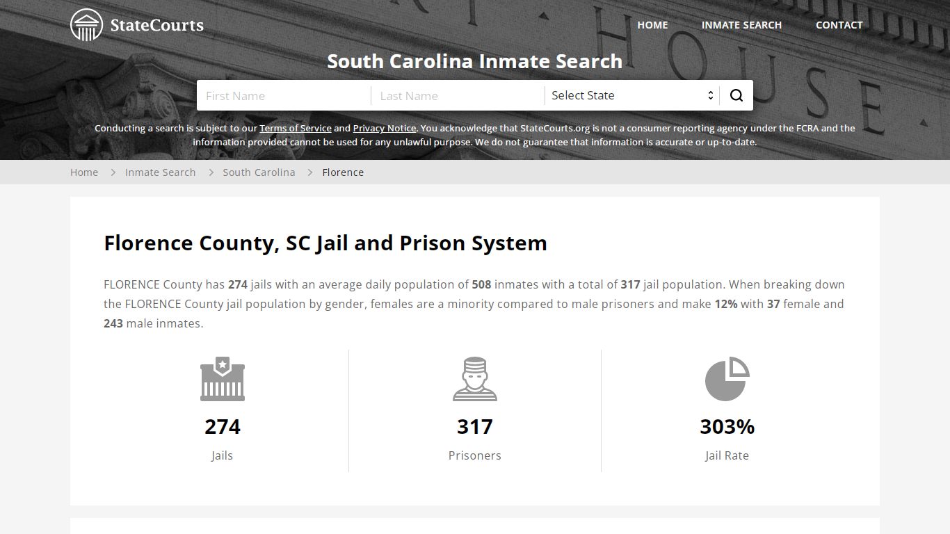 Florence County, SC Inmate Search - StateCourts